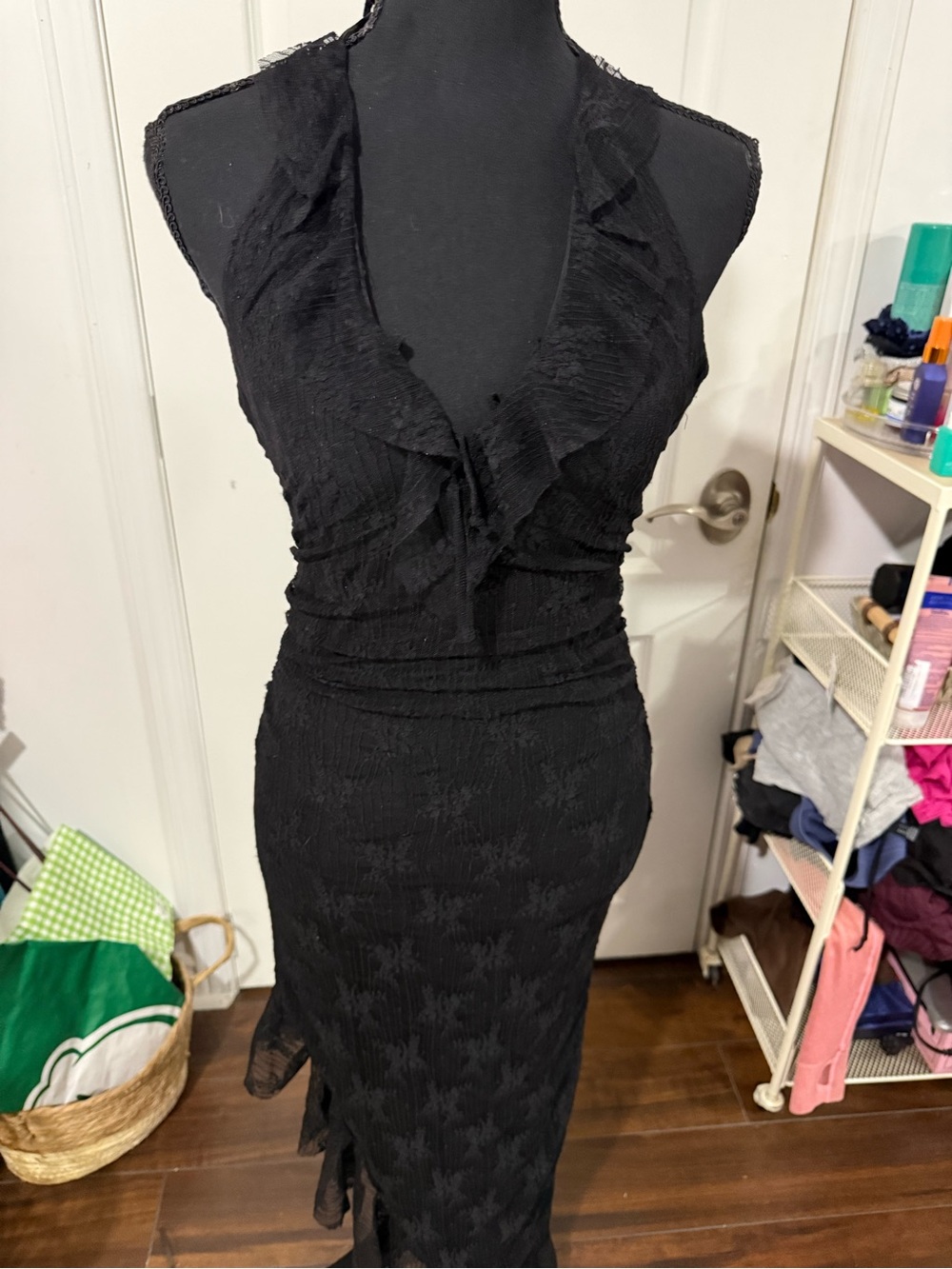 Black Ruffled Halter Midi Dress - Elegant Evening Wear